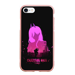 Чехол iPhone 7/8 матовый Chainsaw Man Power, цвет: 3D-светло-розовый