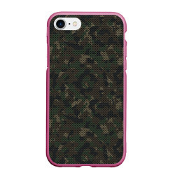 Чехол iPhone 7/8 матовый Камуфляж: лесной, цвет: 3D-малиновый