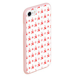 Чехол iPhone 7/8 матовый Серп и Молот СССР на белом фоне, цвет: 3D-светло-розовый — фото 2