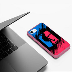 Чехол iPhone 7/8 матовый ACDC Logo, цвет: 3D-малиновый — фото 2