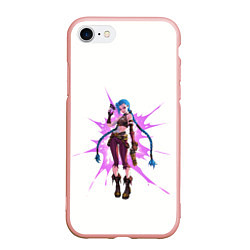Чехол iPhone 7/8 матовый Аркейн Джинкс 1, цвет: 3D-светло-розовый