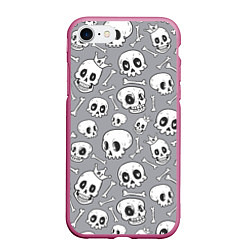 Чехол iPhone 7/8 матовый Skulls & bones, цвет: 3D-малиновый