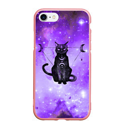 Чехол iPhone 7/8 матовый Космическая черная кошка, цвет: 3D-баблгам