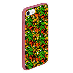 Чехол iPhone 7/8 матовый Русское Народное Искусство хохлома, цвет: 3D-малиновый — фото 2