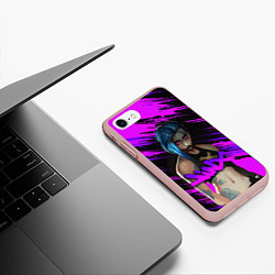 Чехол iPhone 7/8 матовый League Of Legends ДЖИНКС НЕОН NEON, цвет: 3D-светло-розовый — фото 2