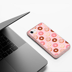 Чехол iPhone 7/8 матовый Pink donuts, цвет: 3D-светло-розовый — фото 2