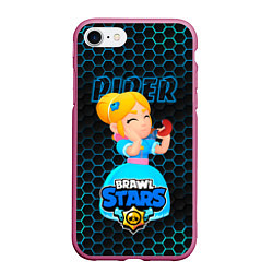 Чехол iPhone 7/8 матовый Пайпер BRAWL STARS соты, цвет: 3D-малиновый