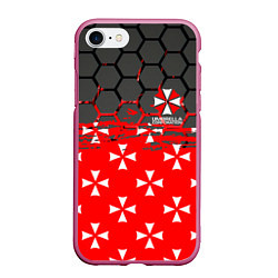 Чехол iPhone 7/8 матовый Umbrella Corporation - Соты, цвет: 3D-малиновый