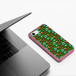 Чехол iPhone 7/8 матовый Minecraft heros pattern, цвет: 3D-малиновый — фото 2