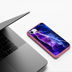 Чехол iPhone 7/8 матовый Космическая молния, глитч, цвет: 3D-малиновый — фото 2