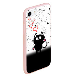 Чехол iPhone 7/8 матовый Котик в тумане Сердечки, цвет: 3D-светло-розовый — фото 2