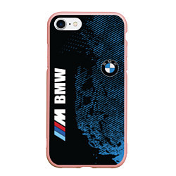Чехол iPhone 7/8 матовый BMW M Series Синий Гранж, цвет: 3D-светло-розовый