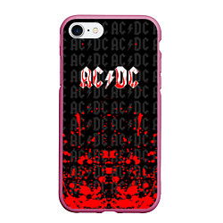 Чехол iPhone 7/8 матовый Acdc Паттерн, цвет: 3D-малиновый