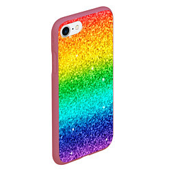 Чехол iPhone 7/8 матовый Блестки радуга, цвет: 3D-малиновый — фото 2
