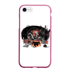 Чехол iPhone 7/8 матовый Ведьмочка варит зелье, цвет: 3D-малиновый