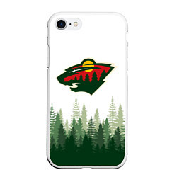 Чехол iPhone 7/8 матовый Minnesota Wild, Миннесота Уайлд Лес, цвет: 3D-белый