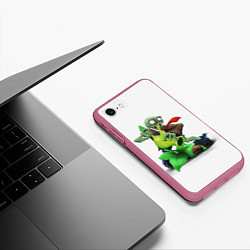 Чехол iPhone 7/8 матовый Plants vs Zombies горохострел против зомби, цвет: 3D-малиновый — фото 2