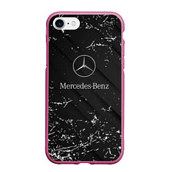 Чехол iPhone 7/8 матовый Mercedes-Benz штрихи black, цвет: 3D-малиновый