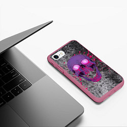 Чехол iPhone 7/8 матовый Череп-граффити и кляксы, цвет: 3D-малиновый — фото 2