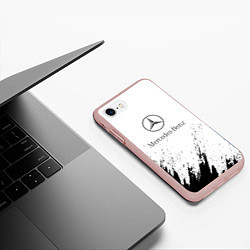 Чехол iPhone 7/8 матовый Mercedes-Benz - White texture, цвет: 3D-светло-розовый — фото 2