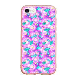 Чехол iPhone 7/8 матовый Волшебные Грибы - психоделика, цвет: 3D-светло-розовый