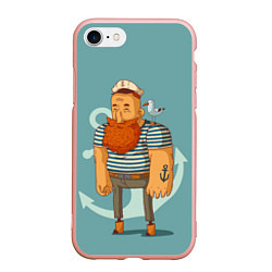 Чехол iPhone 7/8 матовый Старый добрый моряк, цвет: 3D-светло-розовый