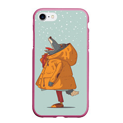 Чехол iPhone 7/8 матовый Волк-любитель снега, цвет: 3D-малиновый