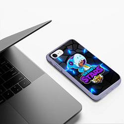 Чехол iPhone 7/8 матовый ЛЕОН из БРАВО СТАРС Brawl Stars, цвет: 3D-светло-сиреневый — фото 2