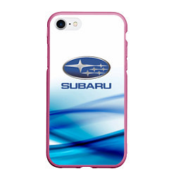 Чехол iPhone 7/8 матовый Subaru Спорт текстура, цвет: 3D-малиновый
