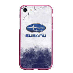 Чехол iPhone 7/8 матовый Subaru Трещина, цвет: 3D-малиновый