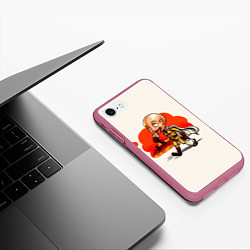 Чехол iPhone 7/8 матовый One Punch Man Сайтама, цвет: 3D-малиновый — фото 2