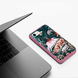Чехол iPhone 7/8 матовый Череп - Арт, цвет: 3D-малиновый — фото 2