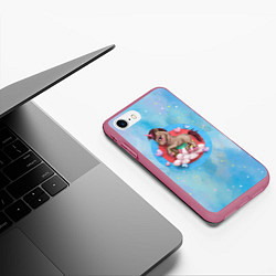 Чехол iPhone 7/8 матовый Единорог в облаках день влюбленных, цвет: 3D-малиновый — фото 2