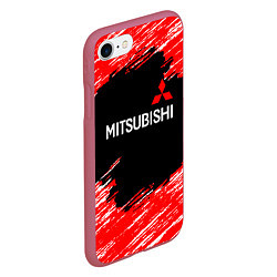 Чехол iPhone 7/8 матовый Mitsubishi размытые штрихи, цвет: 3D-малиновый — фото 2