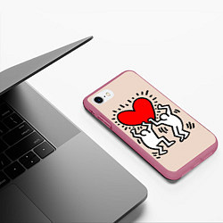 Чехол iPhone 7/8 матовый Светлое сердце, цвет: 3D-малиновый — фото 2