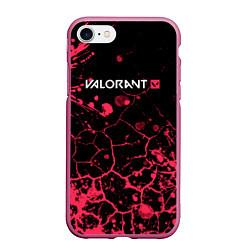 Чехол iPhone 7/8 матовый Valorant: Брызги красок трещины, цвет: 3D-малиновый