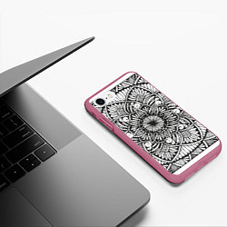 Чехол iPhone 7/8 матовый Мандала 2028-1, цвет: 3D-малиновый — фото 2