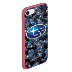 Чехол iPhone 7/8 матовый SUBARU BIG LOGO PATTERN, цвет: 3D-малиновый — фото 2