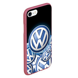 Чехол iPhone 7/8 матовый Volkswagen Большое лого паттерн, цвет: 3D-малиновый — фото 2