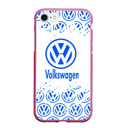 Чехол iPhone 7/8 матовый Volkswagen фольксваген, цвет: 3D-малиновый