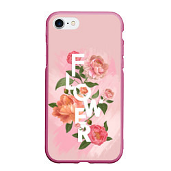 Чехол iPhone 7/8 матовый Pink Flower, цвет: 3D-малиновый