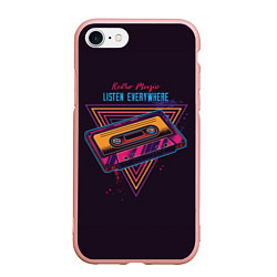 Чехол iPhone 7/8 матовый Ретро Музыка кассета, цвет: 3D-светло-розовый