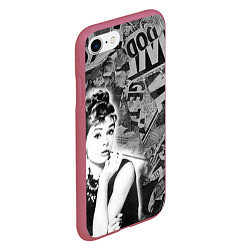 Чехол iPhone 7/8 матовый Одри Хепберн Завтрак и Тиффани, цвет: 3D-малиновый — фото 2