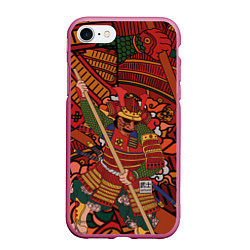 Чехол iPhone 7/8 матовый Warrior samurai, цвет: 3D-малиновый