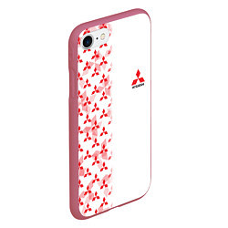 Чехол iPhone 7/8 матовый Mitsubishi Mini logo Half pattern, цвет: 3D-малиновый — фото 2