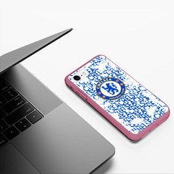 Чехол iPhone 7/8 матовый Chelsea football, цвет: 3D-малиновый — фото 2