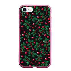 Чехол iPhone 7/8 матовый Лепетски и листья, цвет: 3D-малиновый