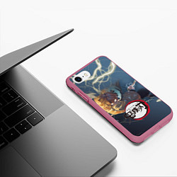 Чехол iPhone 7/8 матовый Клинок рассекающий демонов Зенитсу, цвет: 3D-малиновый — фото 2