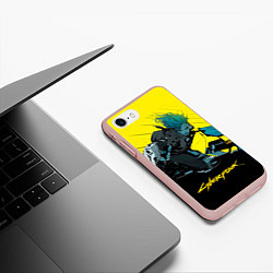 Чехол iPhone 7/8 матовый Vi Ви на мотоцикле cyberpunk 2077, цвет: 3D-светло-розовый — фото 2