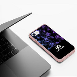 Чехол iPhone 7/8 матовый LEXUS LOGO NEON PATTERN, цвет: 3D-светло-розовый — фото 2
